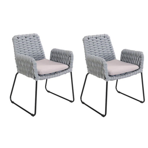 HOME DELUXE Tuinstoel met armleuningen in touwvlechtwerk BALERO Lichtgrijs - Aant.: 2 - vtwonen shop