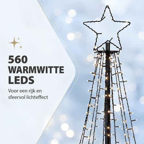 Luca Lighting Kerstboom met Verlichting - Kerstversiering met 560 LED's en Afstandsbediening - Kerstboom met LED en Timer- en Dimfunctie - H185 x D75