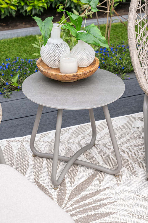 Vento bijzettafel - Ø45xH41 cm - taupe - Centostone Napoli sand - vtwonen shop