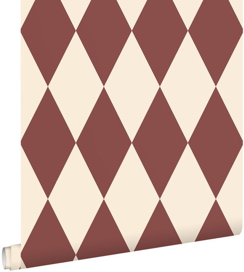 ESTAhome behang ruiten donker paars en beige - 50 x 900 cm - 131918