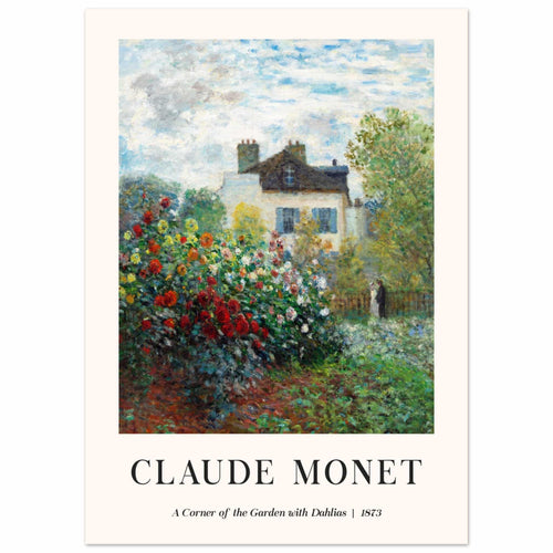 Artfulprints Poster Claude Monet - A corner of the garden with dahlias   - 50x70 cm - Meerkleurig