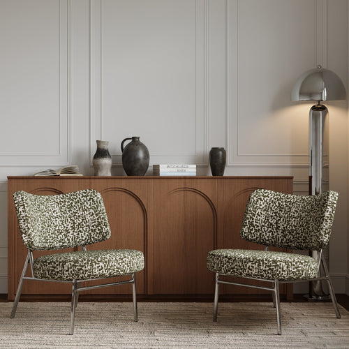 Sia Home - Fauteuil IGGY - Stof met structuurpatroon - Kaki groen - 60cm