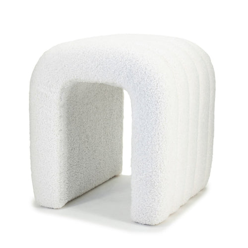 Giga Meubel Poef Sera - Beige - Bouclé - 41x38x45cm