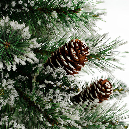 Black Box Trees Vandans Kunstkerstboom in Pot - Kunst Kerstboom H90 x Ø48 cm - met Dennenappels - Groen Frosted