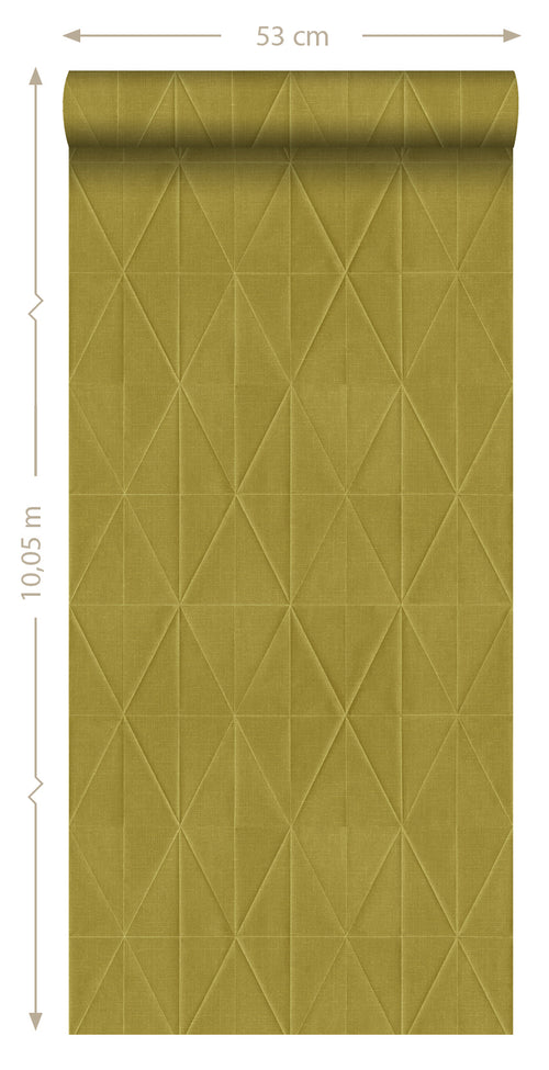 ESTAhome eco-texture vliesbehang origami motief okergeel - 0,53 x 10,05 m - 148711 - vtwonen shop