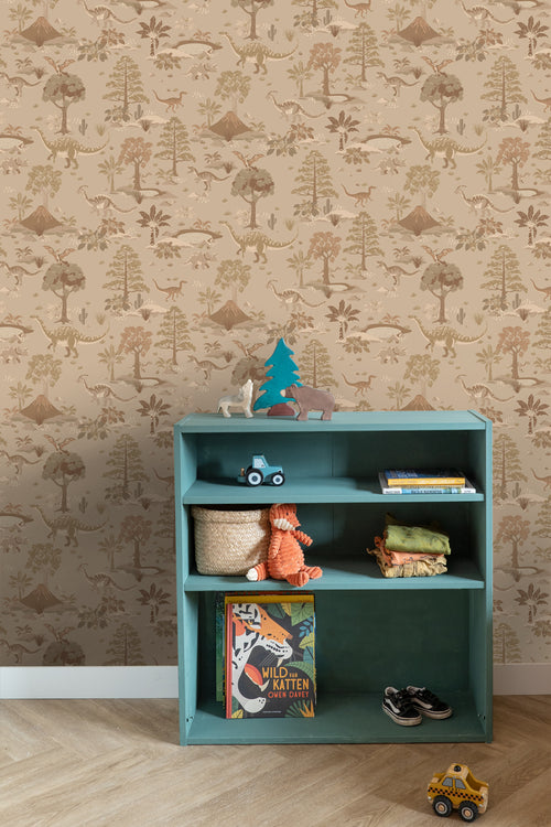 ESTAhome behang dinosaurussen bruin - 50 x 900 cm - 131658 - vtwonen shop