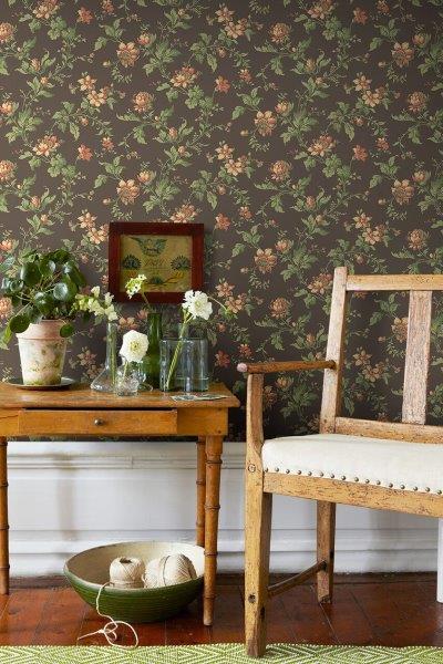 Borastapeter behang vintage bloemen bruin en groen - 53 cm x 10.05 m - 660055 - vtwonen shop