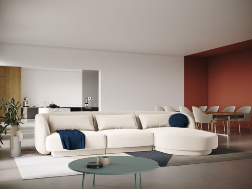 Cosmopolitan Design rechter hoekbank Tulum 4-zits, flueel, lichtbeige - 156x255x70cm