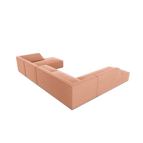 Cosmopolitan Design - Panoramische hoekbank Siena 7-zits, flueel roze - 273x366x69cm
