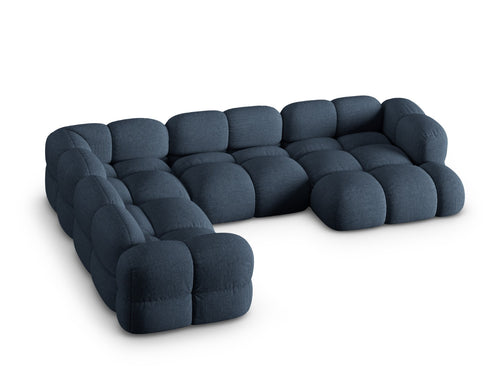 Cosmopolitan Design Panoramische hoekbank links Loretto 5-zits, structurele stof donkerblauw - 250x345x68cm