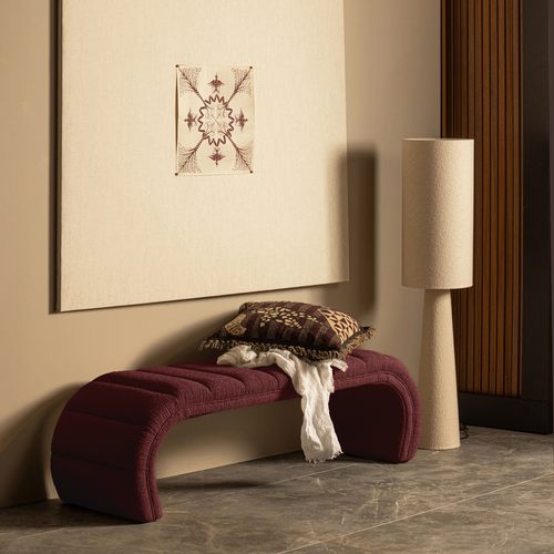 WOOOD Loft Tafellamp - Metaal/Bouclé - Naturel - 90xØ22 cm - vtwonen shop