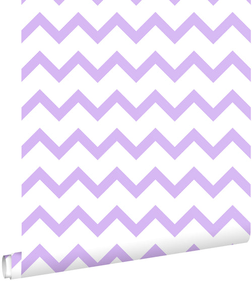 ESTAhome behang zigzag motief paars en wit - 50 x 900 cm - 131484 - vtwonen shop