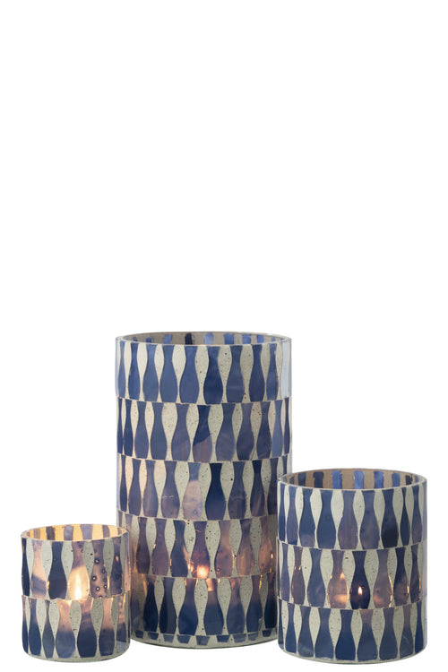 J-Line kaarshouder - glas - blauw/wit - large