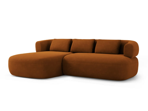 Micadoni linker hoekbank Jenny 5-zits, flueel roze - 145x225x73cm