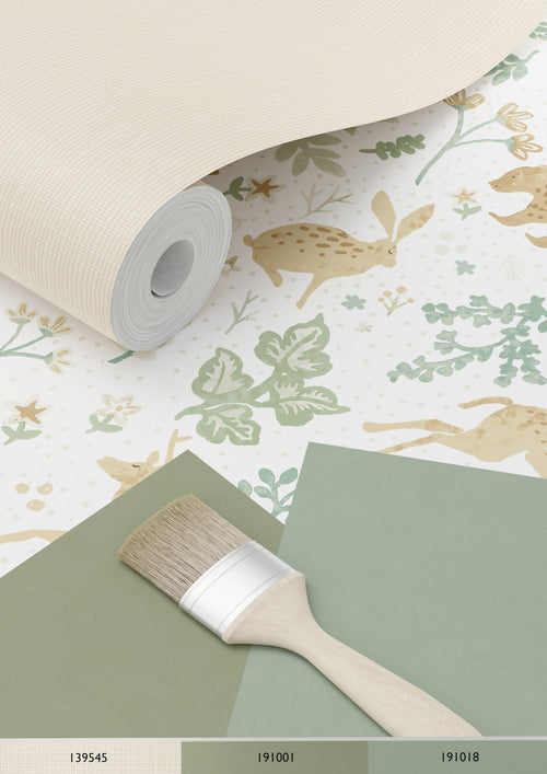 ESTAhome behang bos met bosdieren groen en beige - 53 cm x 10.05 m - 139586