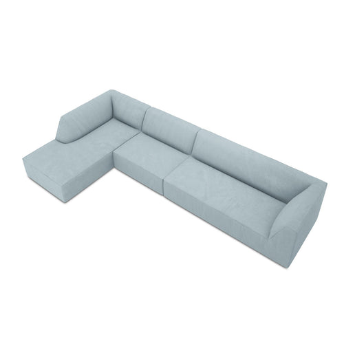 Cosmopolitan Design - Modulaire hoekbank links Siena 5-zits, ribfluwelen lichtblauw - 180x366x69cm