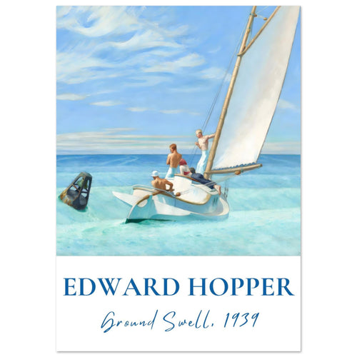 Artfulprints Poster Edward Hopper - Ground swell   - A4 21x29.7 cm - Blauw