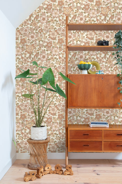 ESTAhome behang retro bloemen beige - 50 x 900 cm - 131526 - vtwonen shop