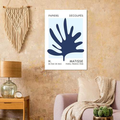 Artfulprints Poster met Lijst Matisse – Coral drift navy blue I   - 50x70 cm - Blauw