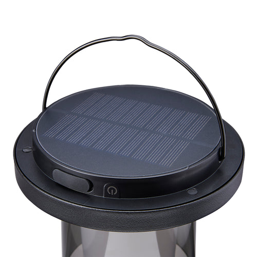 Lighto | Tafellamp zwart met rookglas solar voor buiten | Dimbaar | Oplaadbaar | Werkt op zonne-energie