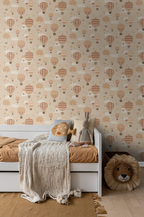 ESTAhome behang luchtballonnen beige en terracotta - 53 cm x 10.05 m - 139801
