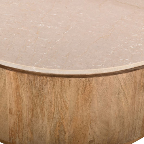 Giga Meubel Salontafel Elan Rond - Travertin - Naturel - 90x90x35cm - vtwonen shop