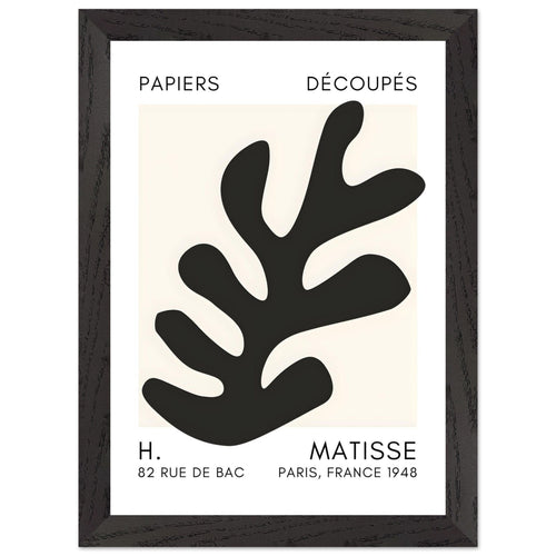 Artfulprints Poster met Lijst Matisse – Ocean petals black   - A4 21x29.7 cm - Zwart
