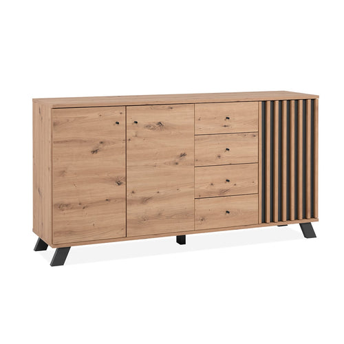 CALICOSY - Buffet 3 deuren en 4 laden LUBLIN - Eikenhouten - 40x160x85 cm
