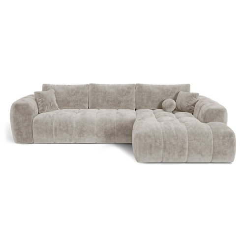 Premium Interiors - Rechthoekige hoekbank met slaapfunctie en opbergruimte SKY - gewaafd fluweel mol 310cm