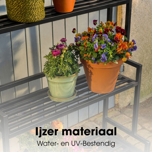 Mica Decorations Greenrax Plantenrek op Wielen - Plantenstandaard voor Kamerplanten, Buitenplanten of Tuingereedschap - Meerdere Plateaus