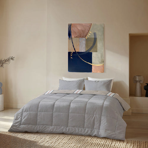 Byrklund - Dekbed zonder overtrek Lined Up - 240x200 cm - Zand / Antraciet