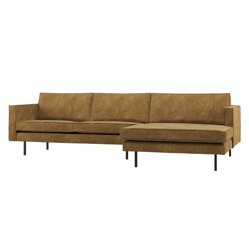 WOOOD chaise longue bank rechts Rodeo - Ribstof - Honinggeel - 85x300x155 - vtwonen shop