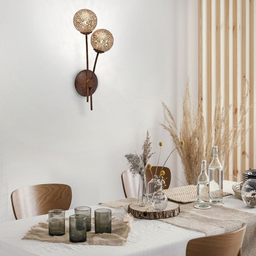 Paul Neuhaus wandlamp Greta - 2 lichts - 14  x 44   cm - bruin