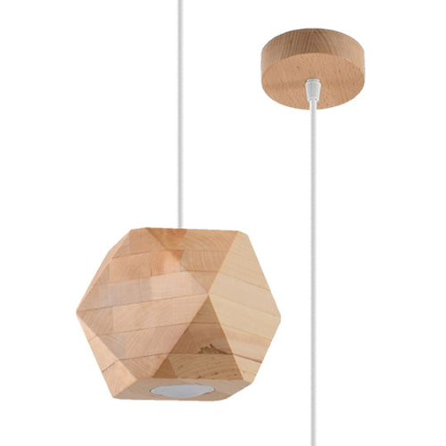 Sollux Lighting Hanglamp WOODY natuurlijk hout - 12x12x120cm