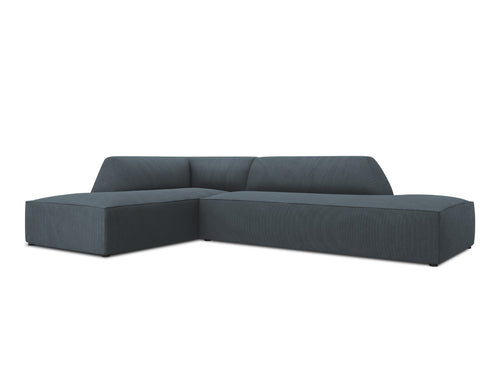 Micadoni linker hoekbank Ruby 4-zits, ribfluwelen, blauw - 180x273x69cm