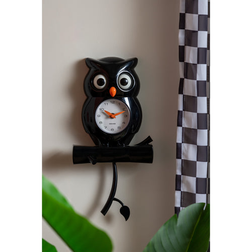 Karlsson wandklok Owl Pendulum - zwart - 20x8.5x37.5cm - vtwonen shop