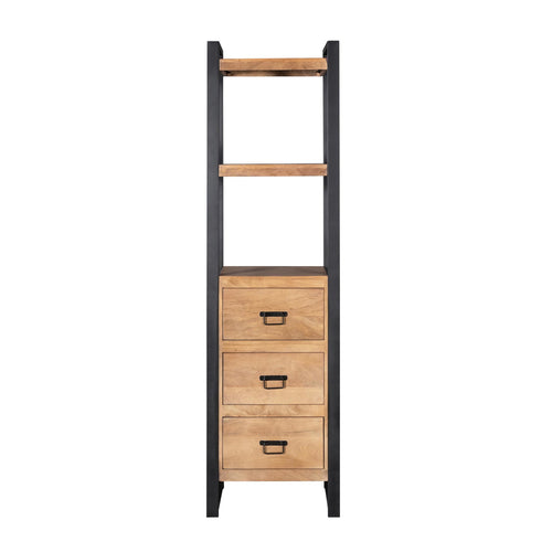 Starfurn Boekenkast Britt - Naturel Hout - 3-Lades - 55x40x200cm