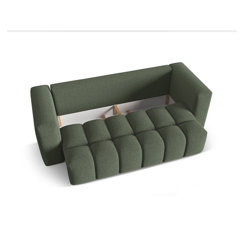 Cosmopolitan Design - Slaapbank met opbergdoos Verona 3-zits, structurele stof donker olijfgroen - 98x252x85cm