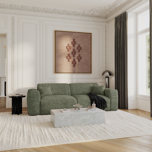 Sia Home - Rechte bank YUMA - Fluweel met structuur - Saliegroen - 240cm - vtwonen shop