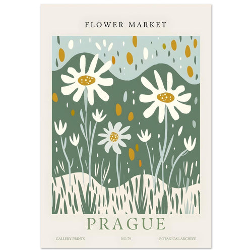 Artfulprints Poster met Lijst Flower market - Prague II   - A4 21x29.7 cm - Meerkleurig