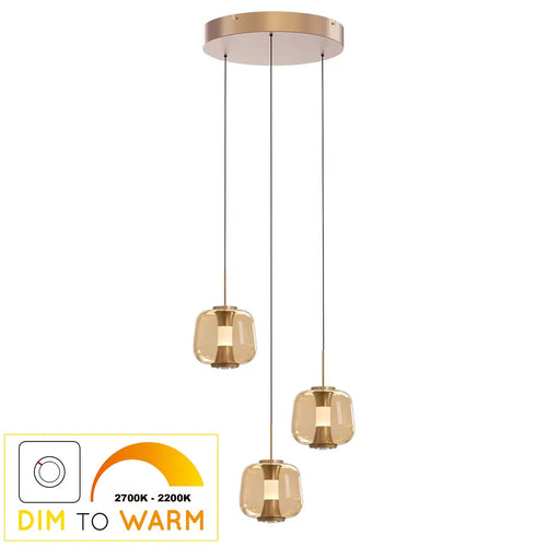 Freelight hanglamp Rosa - 3 lichts - 30  x 180   cm - rosé goud