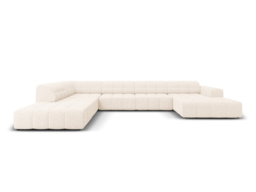Cosmopolitan Design Panoramische hoekbank links Chicago 7-zits, chenille lichtbeige - 263x375x78cm