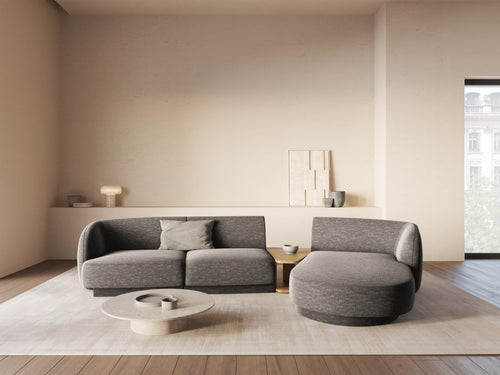 Micadoni Rechte modulaire bank Miley 3-zits, chenille, grijs - 178x303x70cm