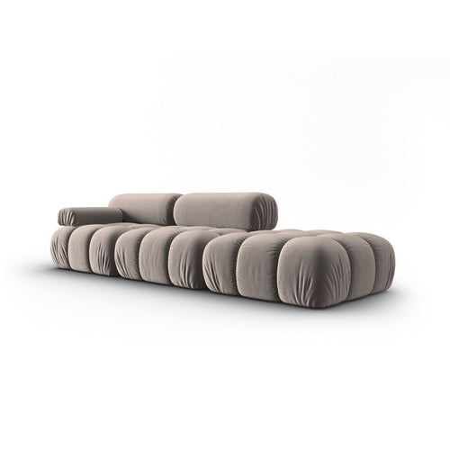 Cosmopolitan Design - Rechte modulaire bank Cortina 4-zits, flueel cappuccino - 94x282x70cm