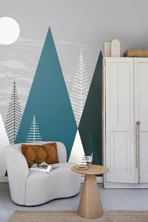 Sanders & Sanders fotobehang berglandschap grijs en blauw - 375 x 270 cm - 600986