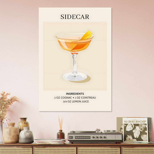 Artfulprints Poster Sidecar cocktail I - Ingrediënten   - 70x100 cm - Oranje