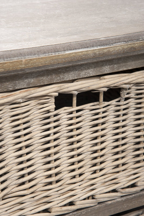 J-Line TV kast + 2 Manden - hout - grijs/naturel