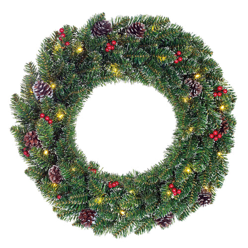 Black Box Trees Creston Kerstkrans met LED Verlichting - Ø60 cm - Groen