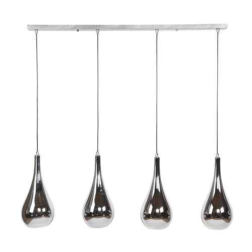 Giga Meubel Hanglamp Silver Drop - Zilver Glas - 4-Lichts - 130x20x150cm - vtwonen shop