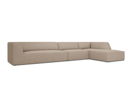 Micadoni rechter hoekbank Ruby 5-zits, structurele stof, donkerbeige - 180x366x69cm